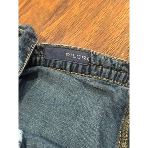 Denim Overall Suspender Pinafore Dress Anthropologie Straps Pockets Pilcro XS - Picture 4 of 6